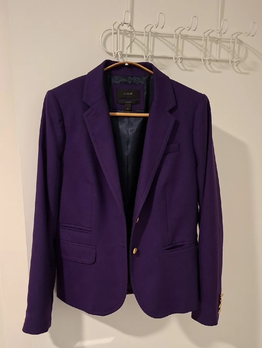 J. Crew 100% Wool Deep/Rich Purple "Schoolboy" Tailored Blazer (Size US 6) - Picture 2 of 10